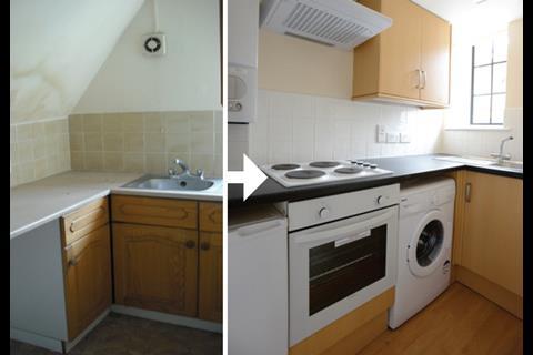 BEFORE AND AFTER: Inside, kitchens have been revamped with new flooring and fittings.